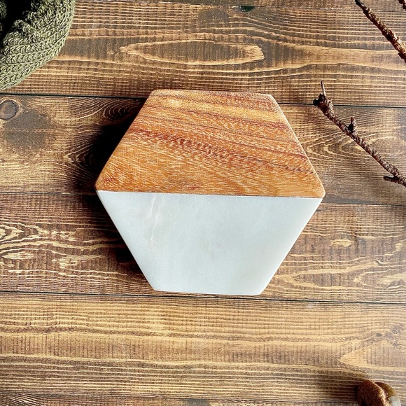 Handmade Wood and Marble Coaster (4 coasters) - Picture 2 of 5